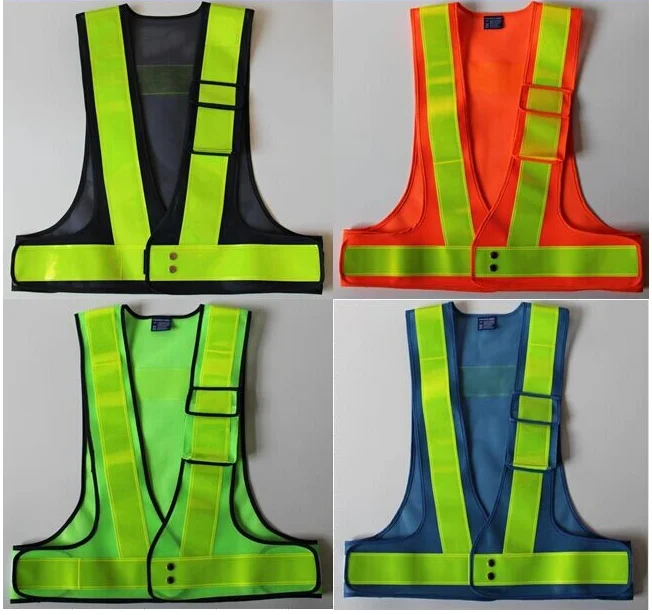 Hi Vis Construction Safety Black Orange Green Reflective Straps Vest Belts  for Work Elastic Adjustable Jogging Vest Running Belt