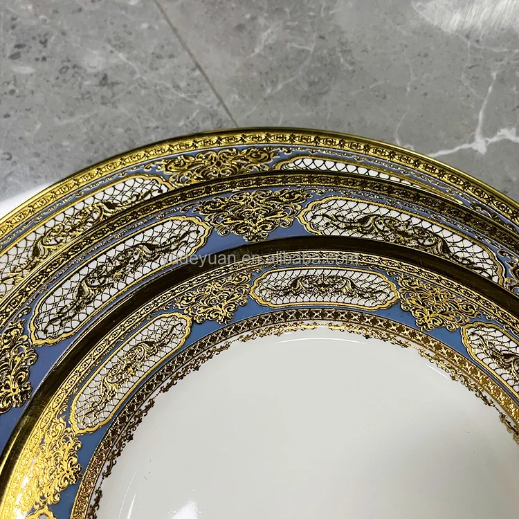 Tableware Dinner Plate Electric Machine Golden New Bone China Dinner Set 109pcs Dinnerware Luxury Porcelain for 12 Person