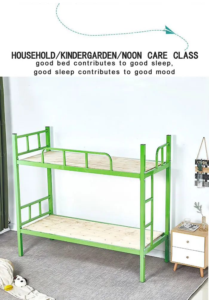 Dormitory Steel Frame Bunk Bed School Student Double Decker Bed With Ladder Stairs Guardrail For Kindergarten Bedroom