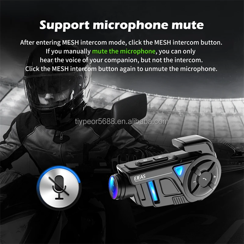 product tiypeor ejeas new model k1pro helmet bluetooth headset motorcycle wifi recorder mesh internal and external video microphone-9