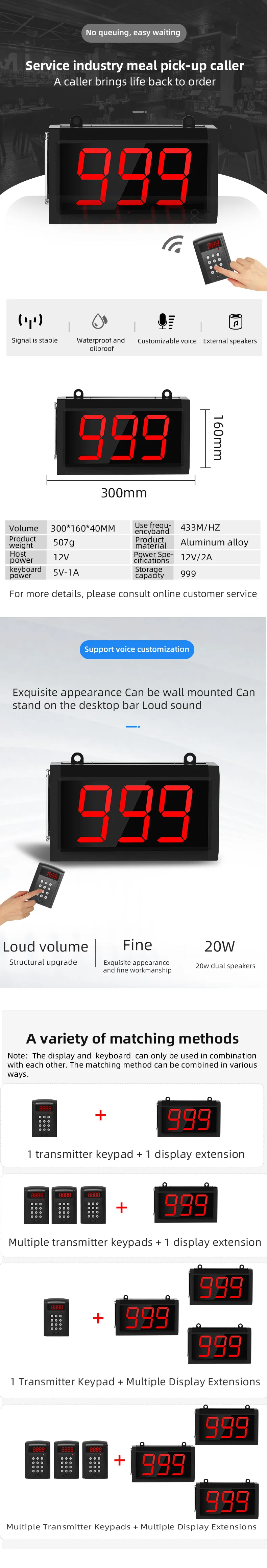 Ringbell Restaurant Management Led Sign Board System Wireless Pagers ...