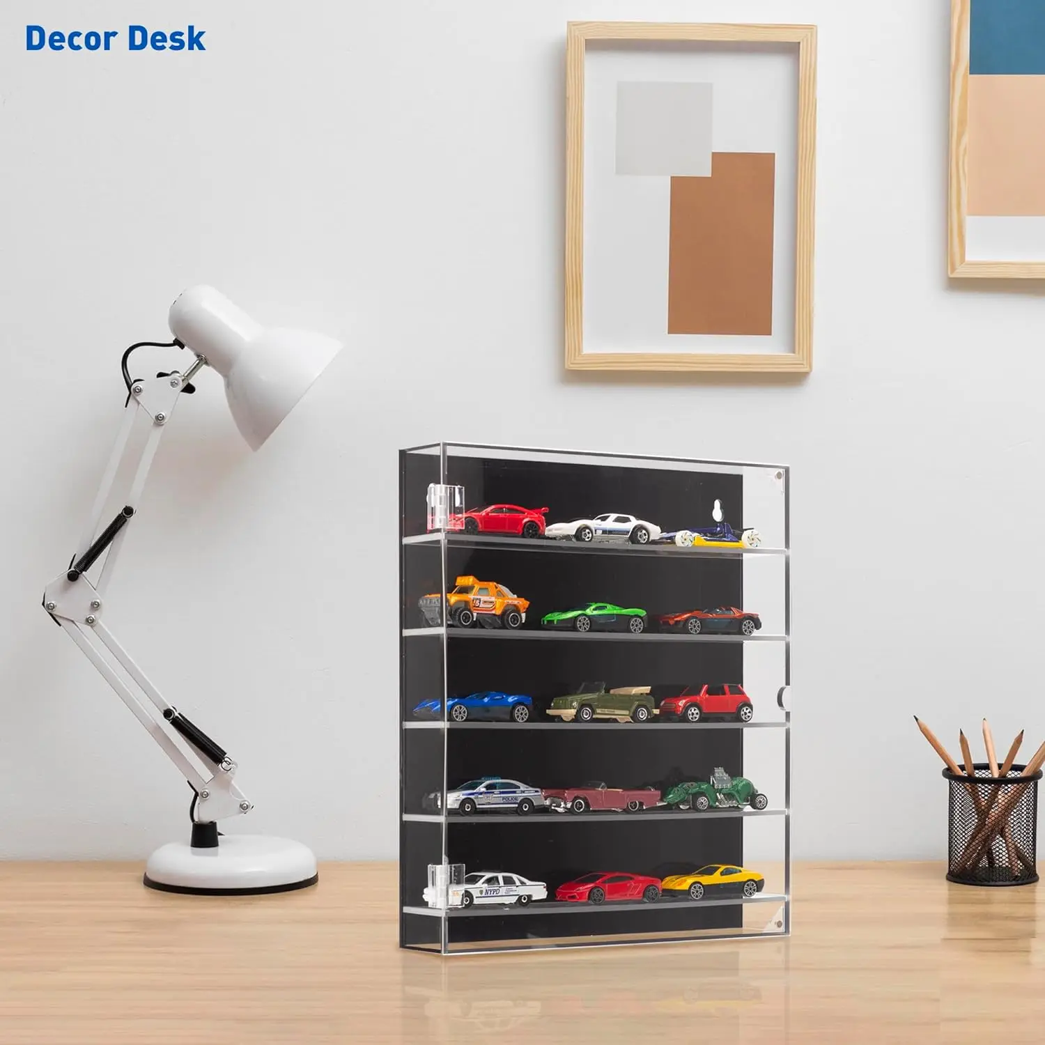 5-Tier Acrylic Display Case for Hot Wheels & Matchbox Cars, Transparent Toy Car Showcase with Magnetic Switch Door (5-Tiers)
