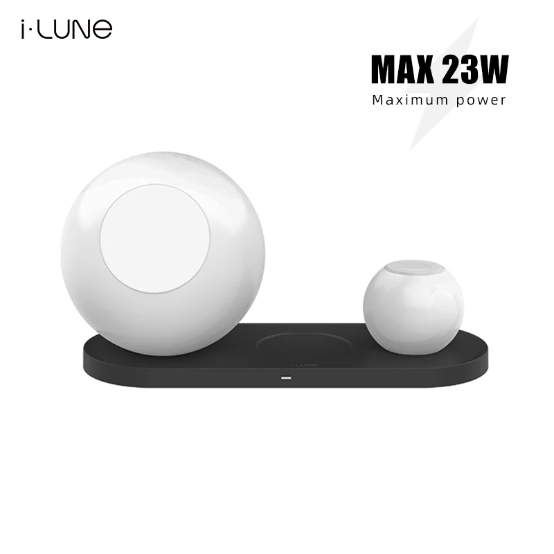 2022 Новое поступление Лидер продаж LUNE реальная magsafing 3in1 23 Вт светодиодные QI Беспроводное зарядное устройство-подставка и настроение лампа