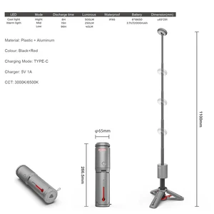 Vertak Multi-functional Telescopic Led Working Light Flashlight Magnetic Cordless Tripod Camping Light with Tripod Stand