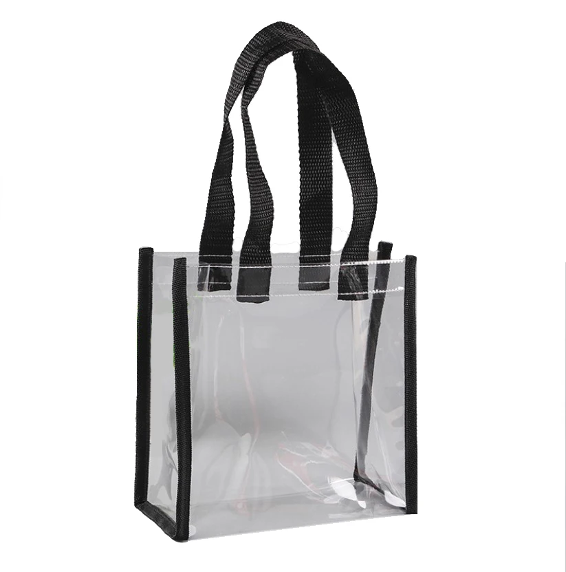 Wholesale wholesale plastic pvc clear vinyl tote hand bag ladies black  transparent shopping bag women waterproof handbag clear pvc tote ba From  m.