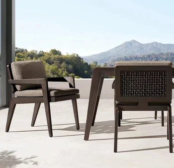 Modern Style Outdoor 8 Seat Garden Table Sets Waterproof Aluminum Table  And Chairs Patio Outdoor Rope Dining Set