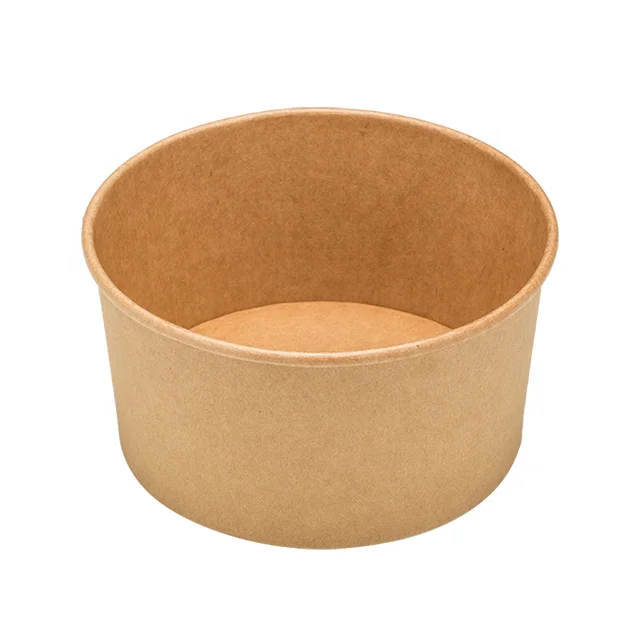 LOKYO Popular Craft Takeout Paper Container Vegetable Fruit Salad Bowl Disposable Kraft Paper Bowl