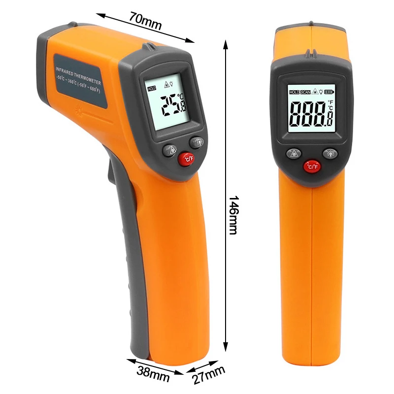 Infrared Thermometer Hand-held Industrial Laser Temperature Measuring ...