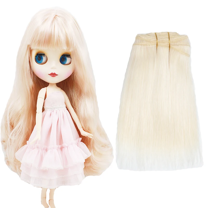 Wholesale Goat Wool Blonde Wave Wig Tresses for Doll Hair Weft Blythe Dyeable Goat Mohair Model Toy Mini Toy