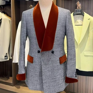 2026 New Arrival Plus Size Jacket Pants Set Men Suits Groom Tuxedos Flat Velour Shawl Lapel Wedding Tuxedos Jackie Suit for Men