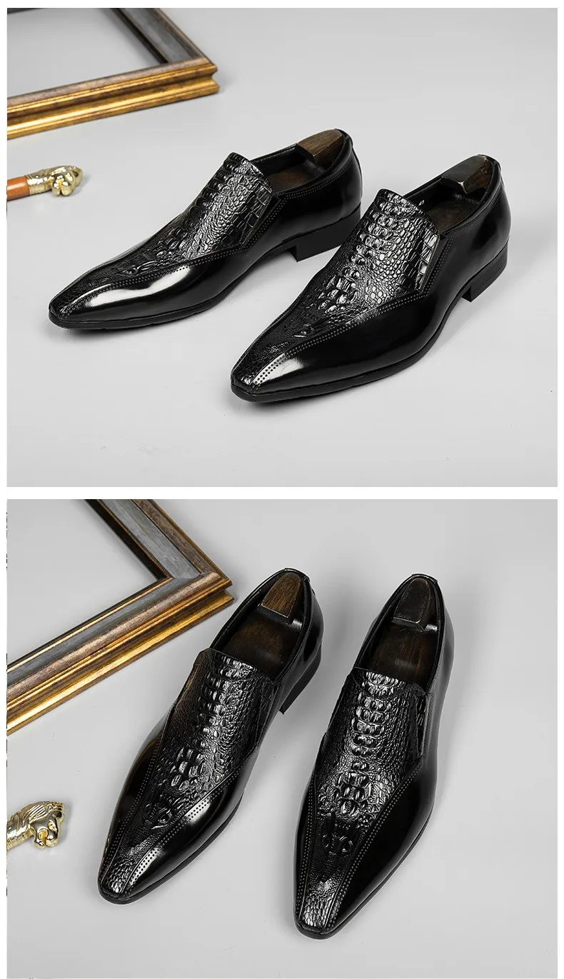 Size 36-45 Luxury Fashion Dress Shoes Mens Crocodile Shoes Leather Men ...