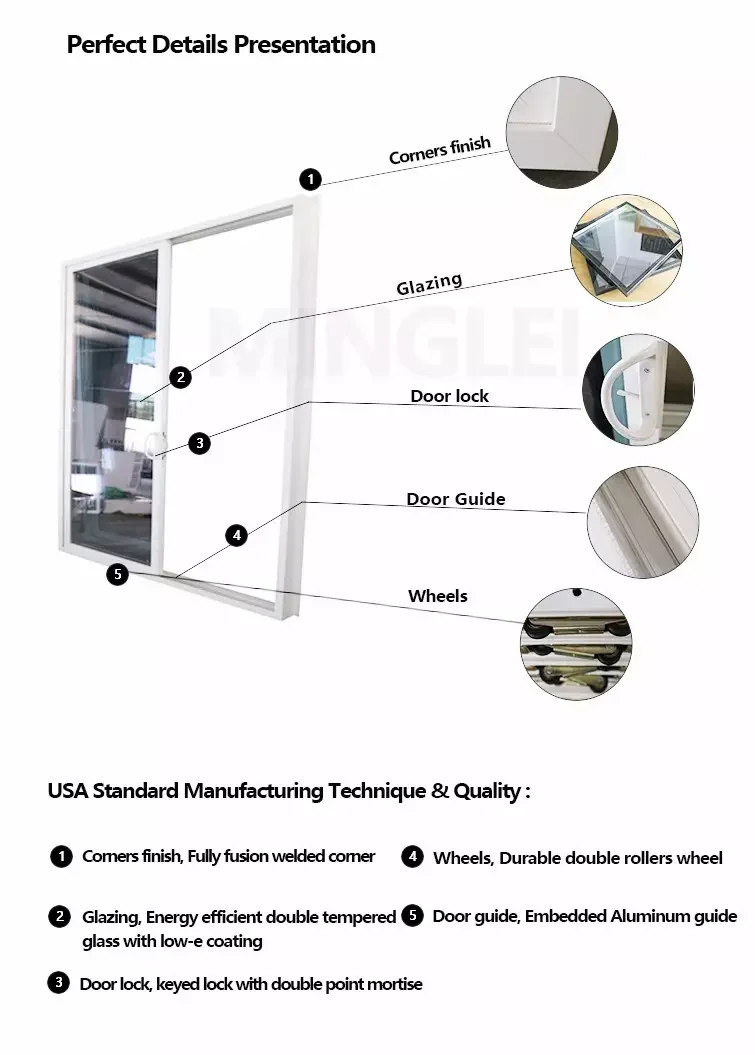 American style balcony doors double glass sliding glass sliding door grill design supplier