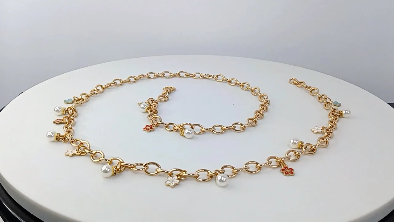 Lovely Desgin Belly Chain Fashion Accessories Multi Color Flowers Gold Women Metal Chain Belt