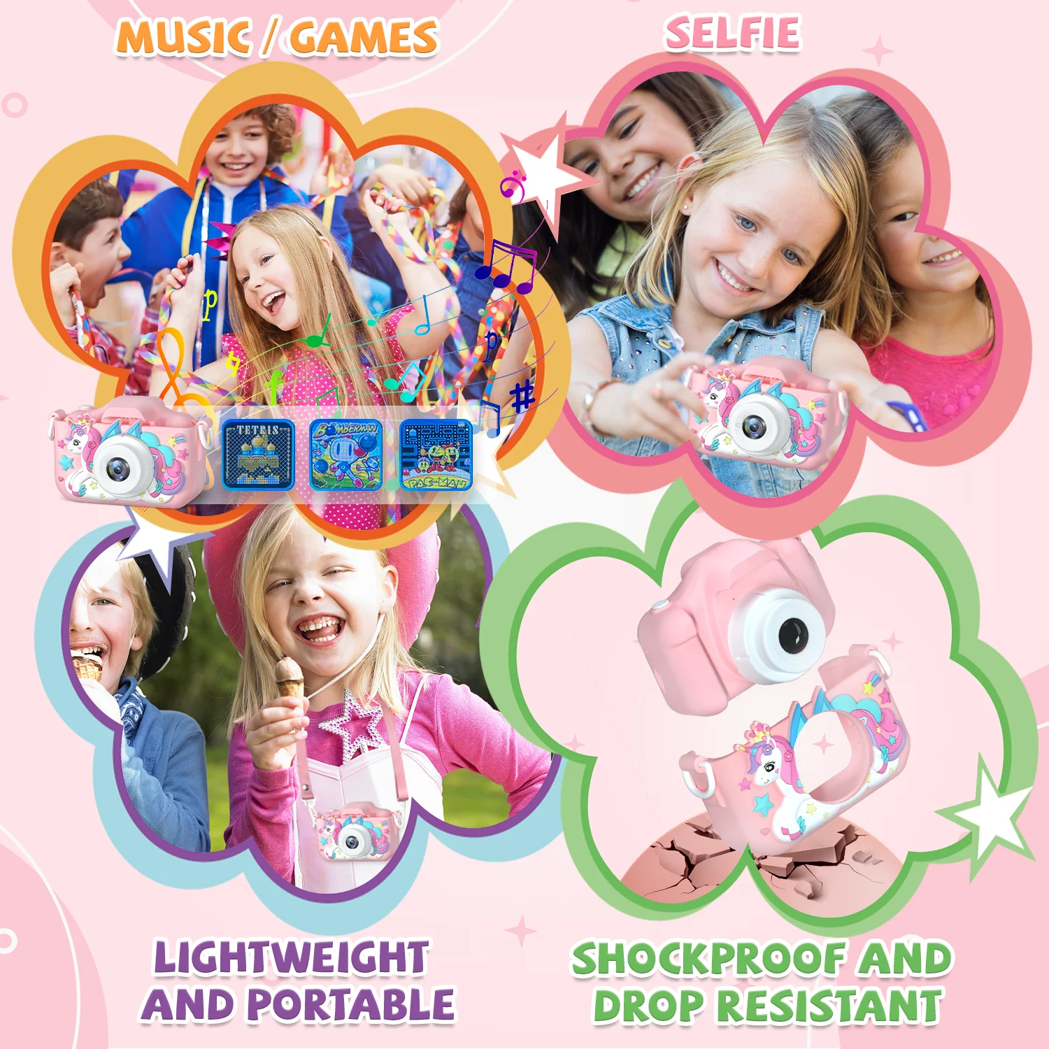 Multi-Functional Kids Camera 300000 Pixels CMOS 1080P HD Video Dual Cameras 2.0" IPS Screen 32G Built-in Memory