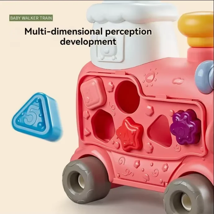 Baby Kid Push Along Walker Learning Fun Walking Multi Functional Adjustable  Music Stroller Kids Educational Totter Baby Walker