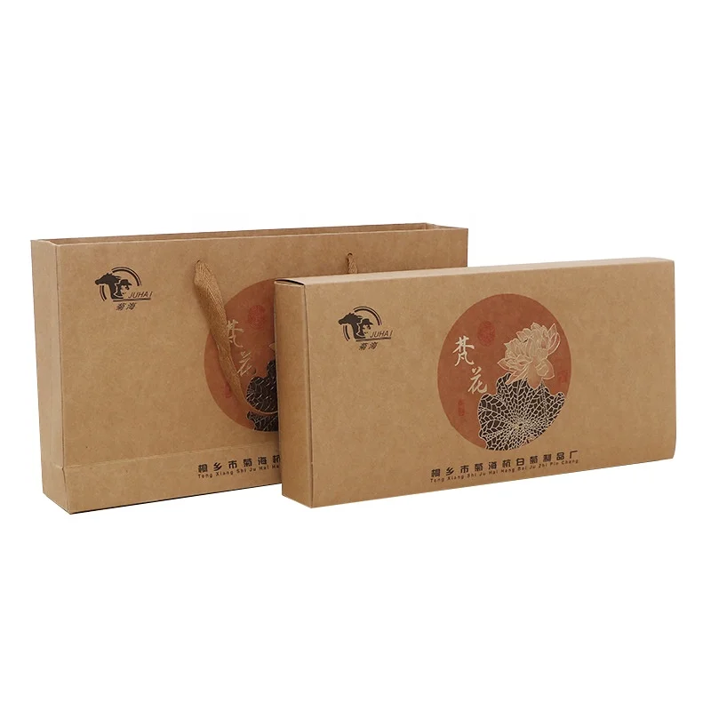 custom Printed rectangular drawer kraft paper box packaging for tea bags