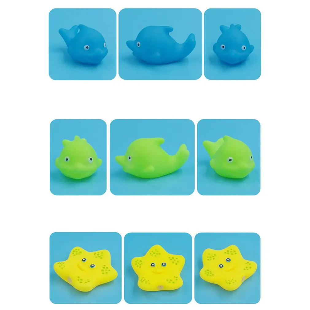 Toddlers Swimming Dabbling Water Toys Safe PVC Material Squeaky Soft Plastic Cartoon Animal Bath Toy For Baby 6