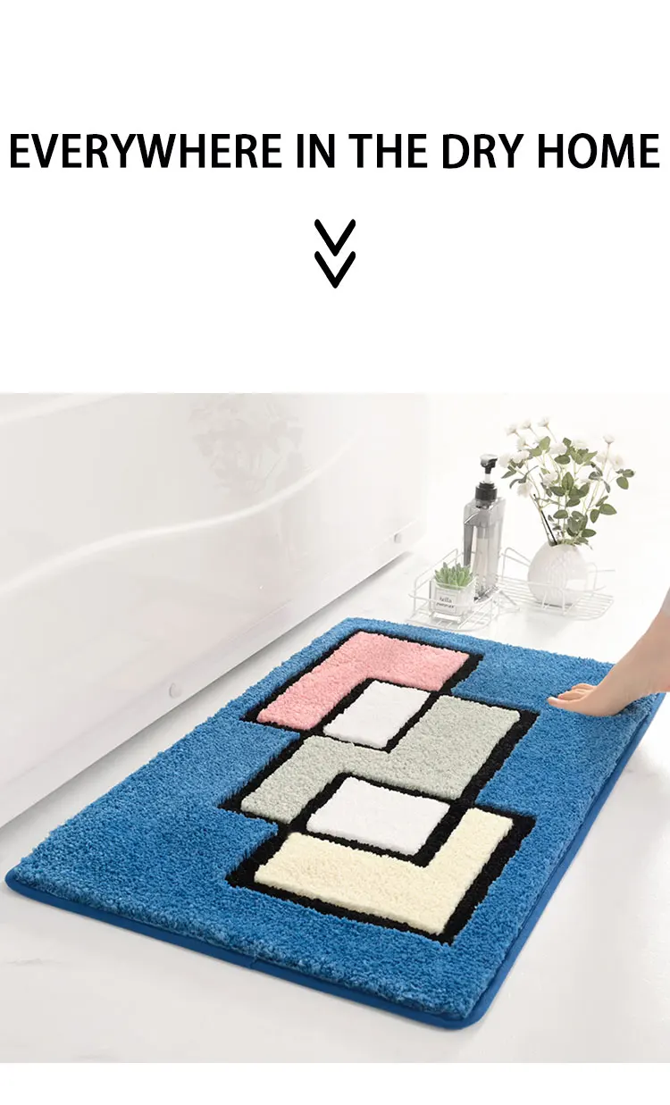 Luxury Soft Color Microfiber Non-Slip Super Absorbent Bath Carpet Mat Soft Absorbent Hairy Foot Mat factory