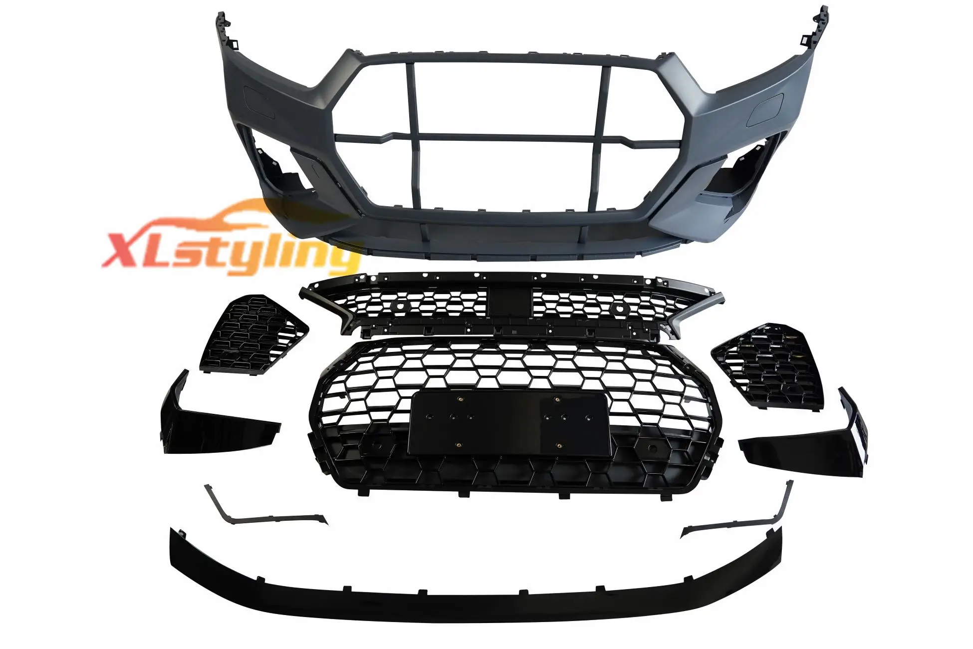 Car Conversion Facelift 2021 New RS Look Front Bumper with Exhaust and Clips for Audi Q3 2013-2018 to RS Bodykit