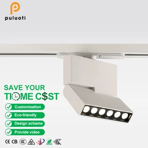 PULUOTI White COB Track Foldable Grille Lights Ceiling Magnetic Adjustment Direction 180° Aluminum for Indoor Use Office Mall