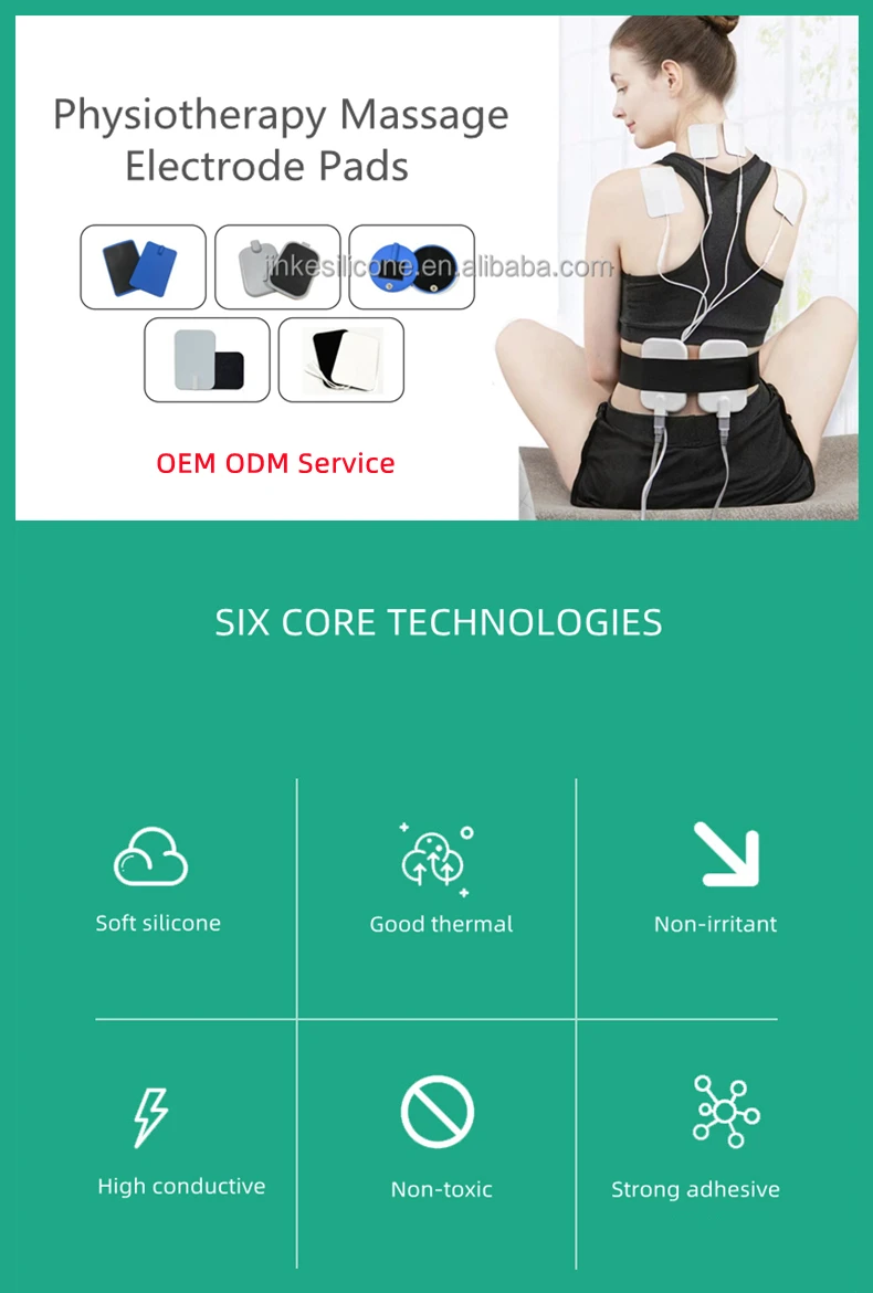 Jinke Iso Oem 65mm 95mm Silicone Electrodes Pad Plate Tens Ems