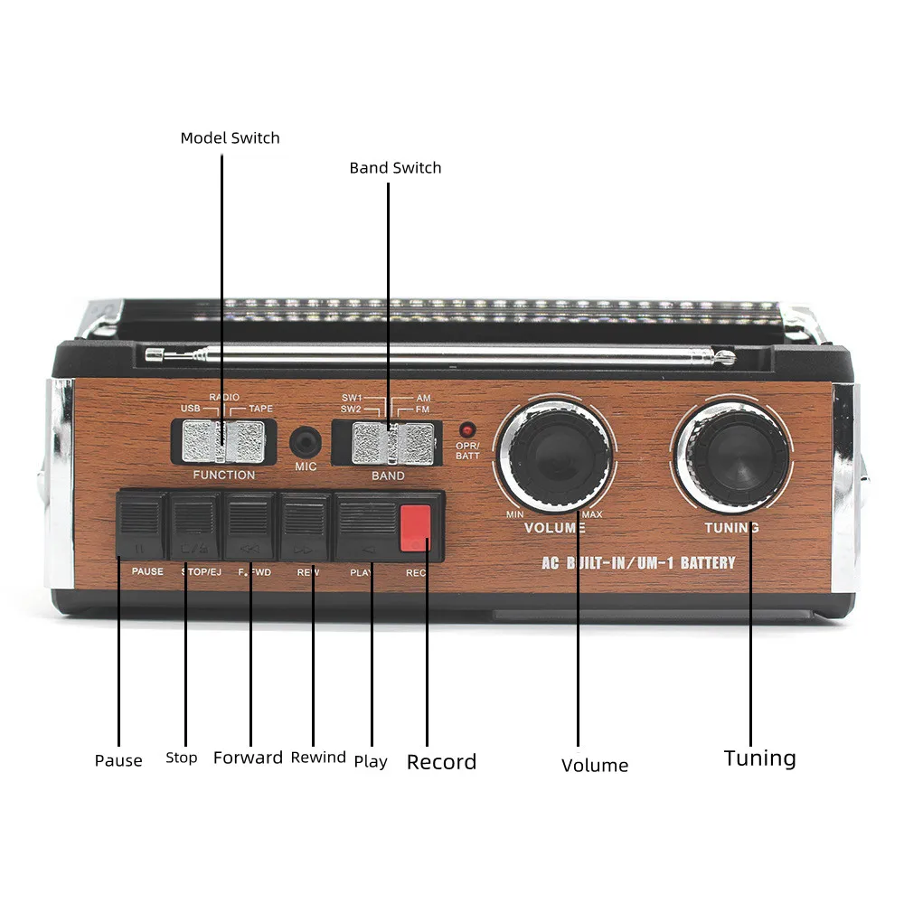 Portable Usb Cassette Player Fm Am Sw Radio Cassette Recorder Audio