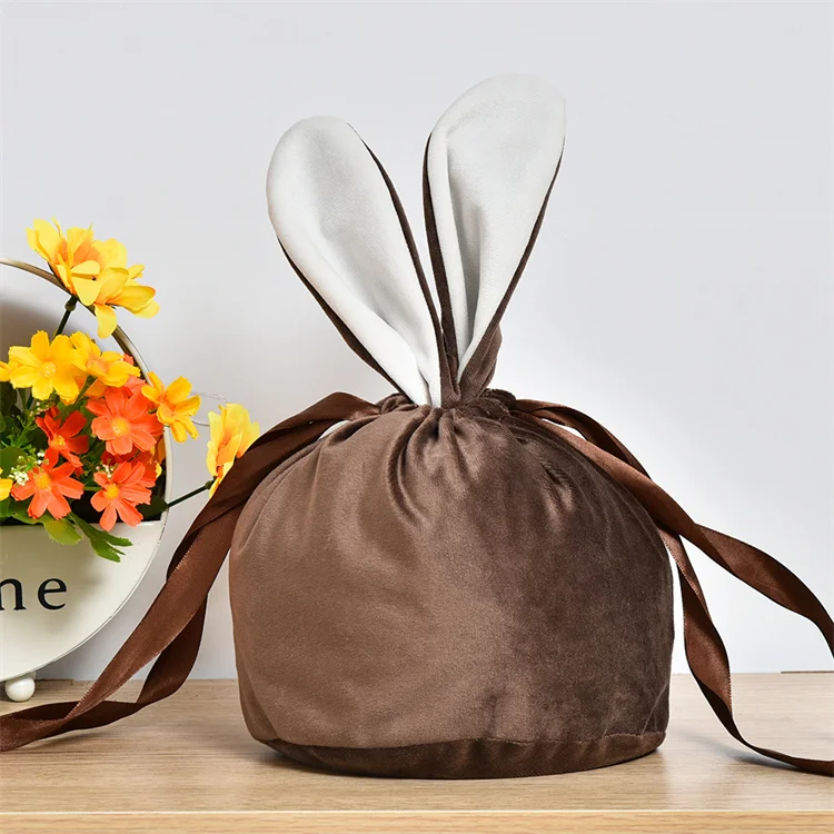 Новое поступление 9 видов цветов роскошный дизайн Длинные кроличьи уши бархатные подарочные пасхальные сумки для конфет