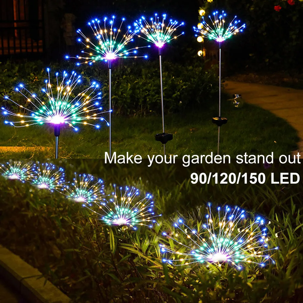 LED Garden Decorative String Lamp Solar Christmas Lights Outdoor Waterproof Firework Stake Light Ground Lamps