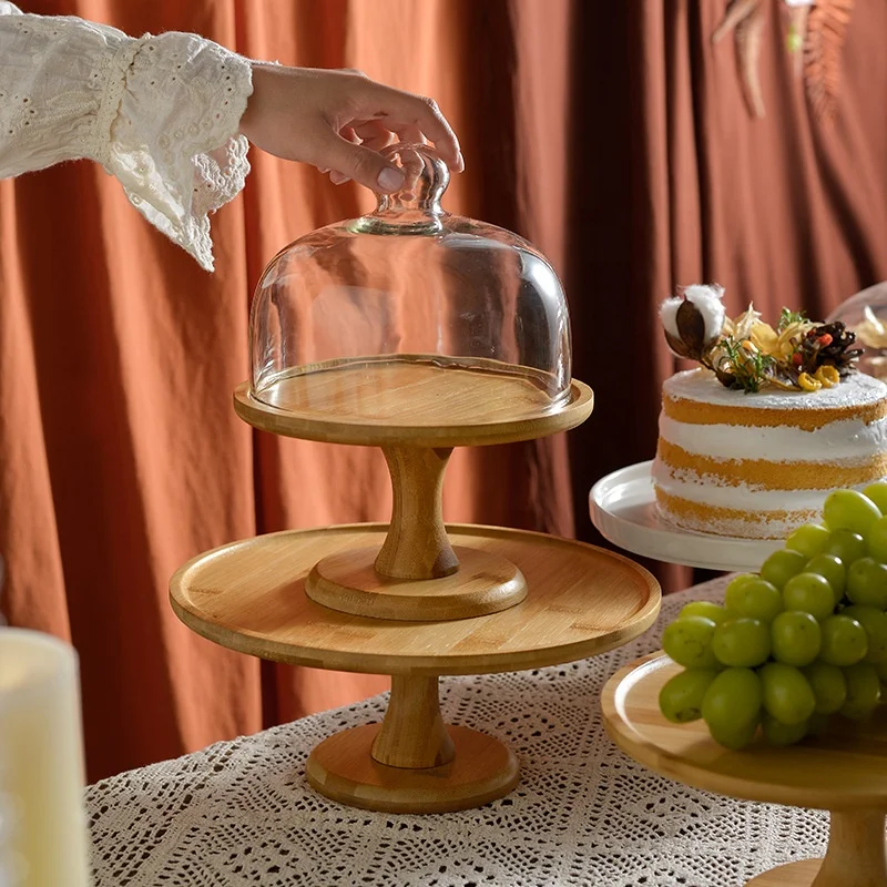 Tall Wooden Cake Plates Tier 14 Inch Wood Slice Cake Stand