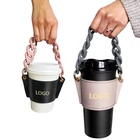 2022 Hot Handmade Coffee Cup Sleeve Holder Paper Glass Packaging Tea Cup With Acrylic Chain Strap Handle