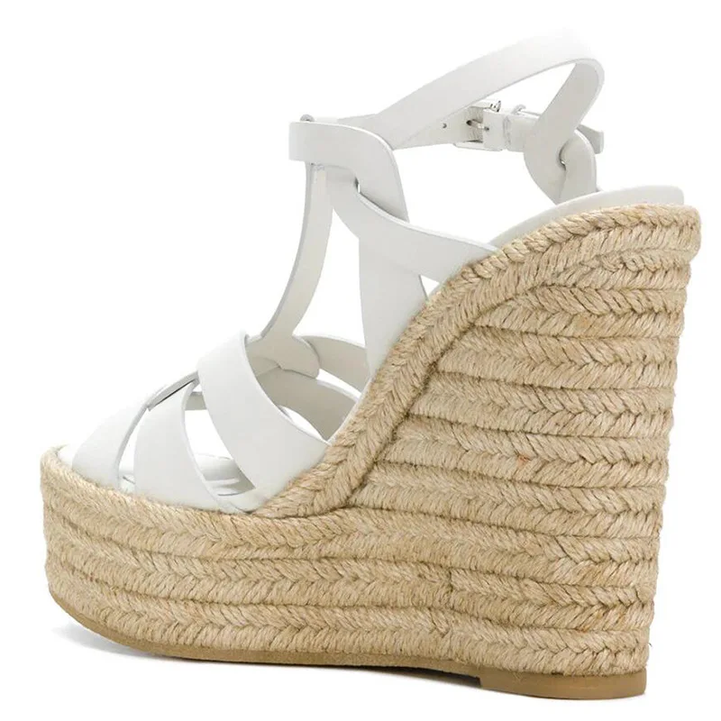 straw wedge heels