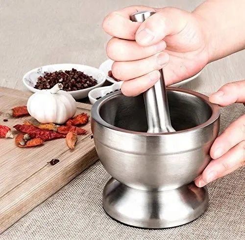 Mortier Et Pilon En Acier Inoxydable Kitchen - Ensemble Ustensile Cuisine Robuste Pour Épices Et Herbes
