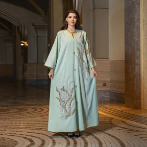 Luxury Ramadan Muslim Kaftan Abaya Dress AB344  Women Dubai Jalabiya Elegant Gowns African Maxi Dress Plus Size Boubou Robe Djel