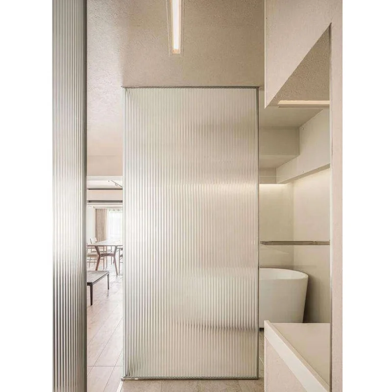 Interior Renovation Crystal Laminated Striped Safety Glass  Moru Patterned Glass Sheets for Partition Glass Wall