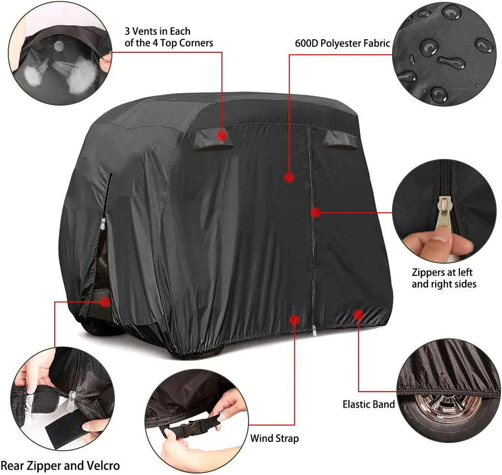 Black Golf Cart Bag Cover 600d Waterproof Golf Cart Cover Universal