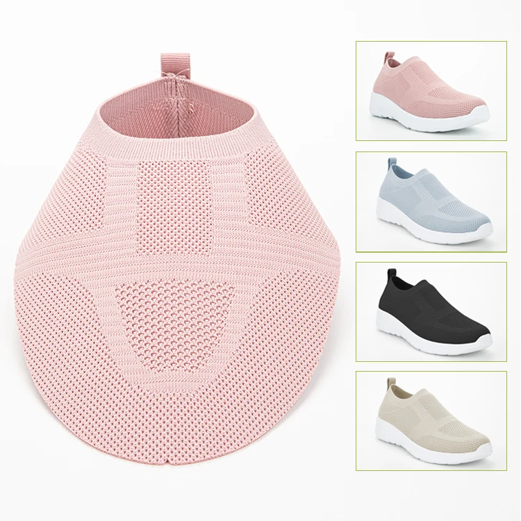 Custom Knit Cotton Sport Upper Materials Embossed Semi Finished Ladies