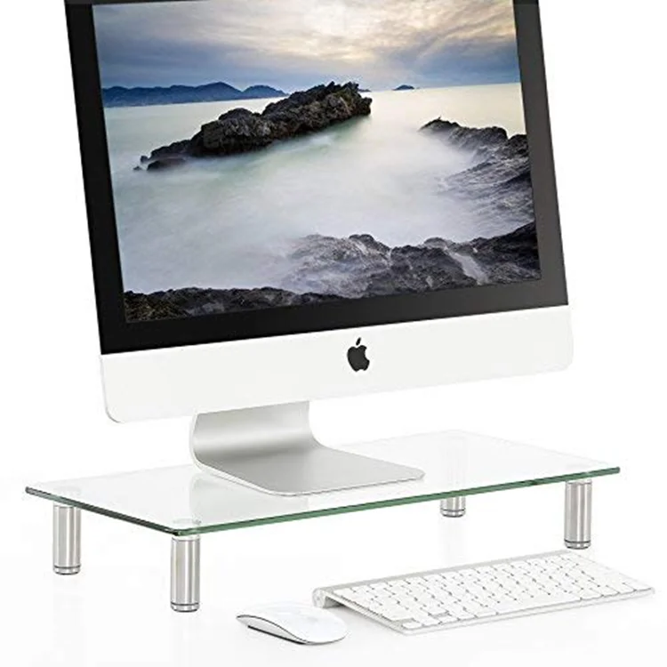 tempered glass height adjustable monitor riser stand