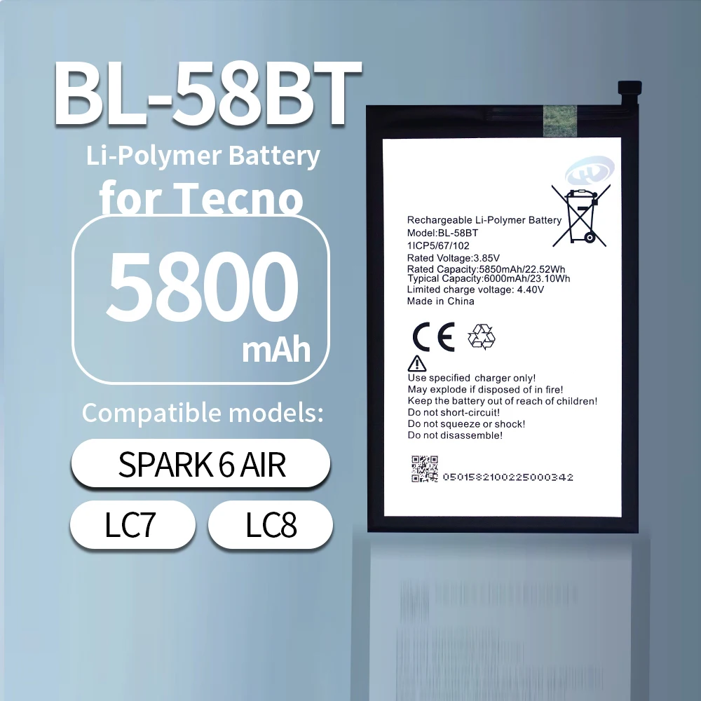 Replacement Battery BL-58BT Mobile Phone Battery for Tecno Spark Air LC7  LC8 KE6