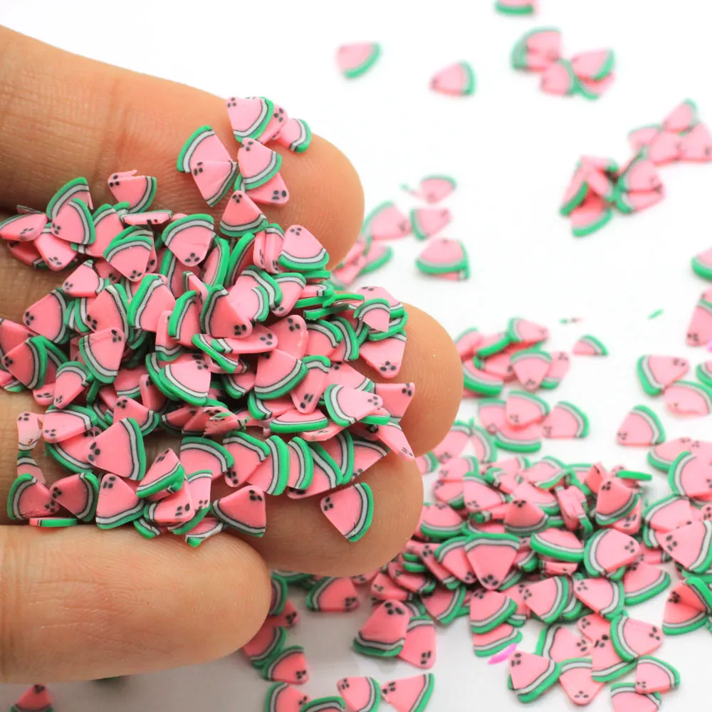 Simulation Pink Watermelon Clay Slice Polymer Clay Fruit Nail Art Decoration DIY Accessories Christmas Ornament