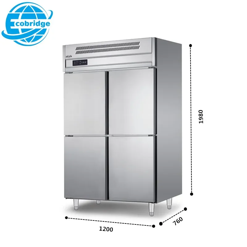 Stainless Steel 4 Door Air Cooling Vertical Fridge Large Capacity ...