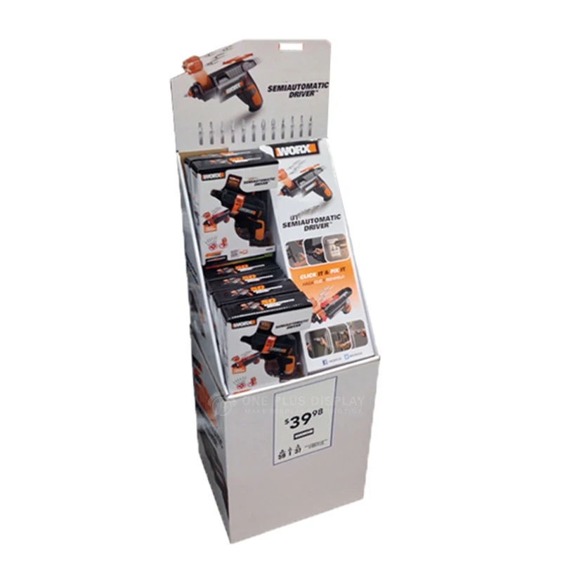 Custom Paper Knife Display Corrugated Fruit Knife Carton Cardboard Floor Display Stand for Supermarket Knife Display Shelf PVC