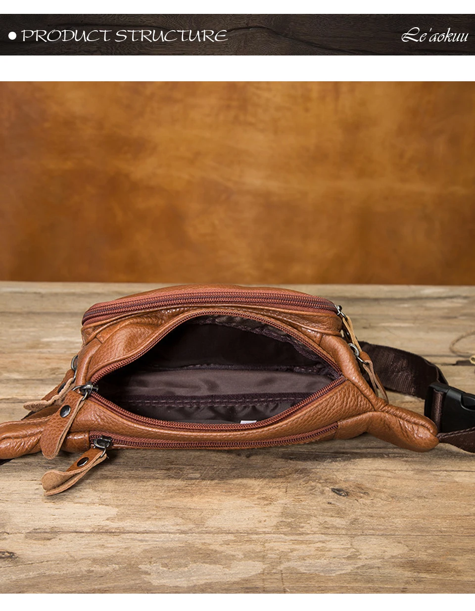 Fashion Quality Leather Male Waist Bag Design Casual Cell Phone Case Pouch Travel Fanny Pack Men 004