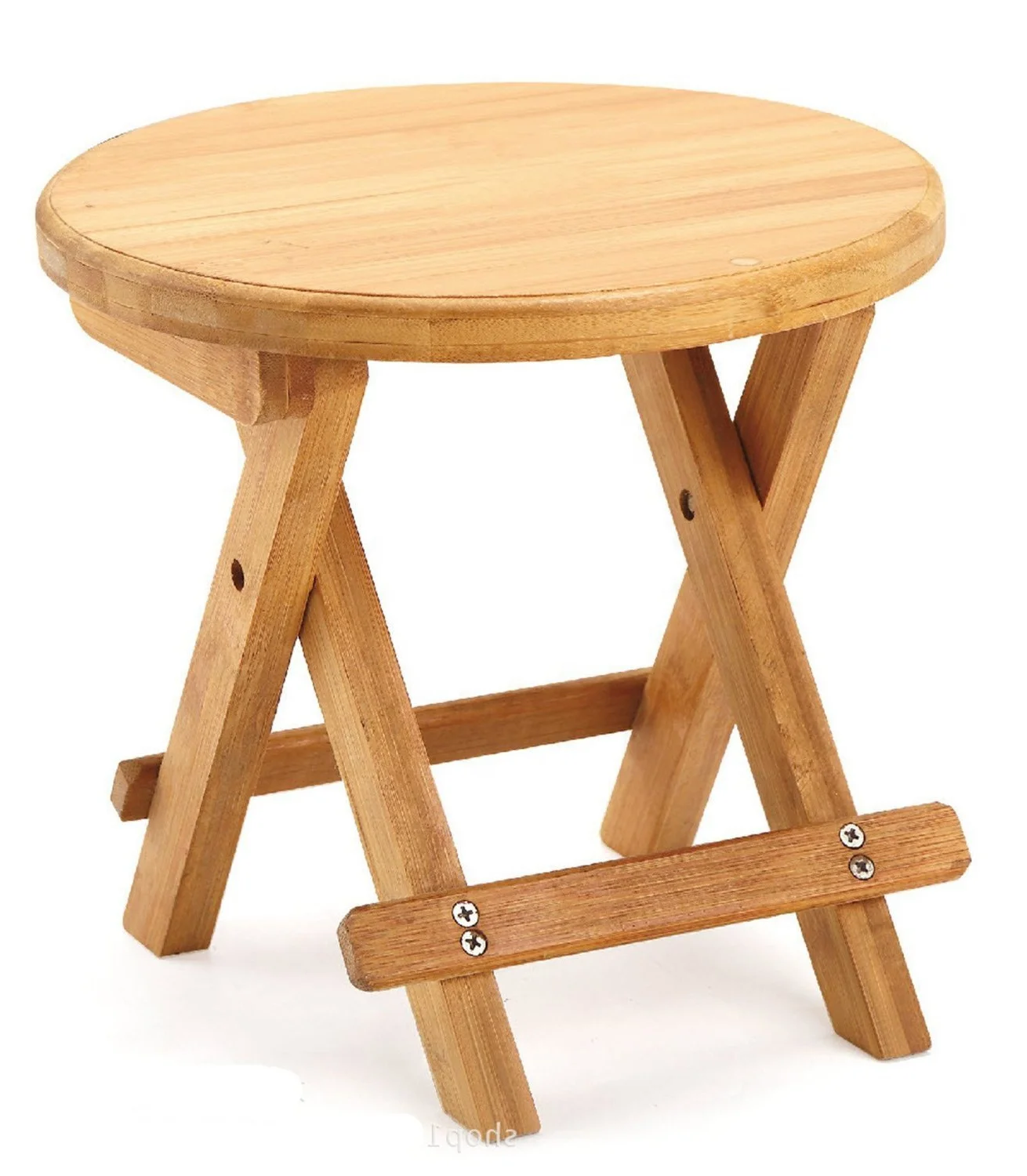 Wholesale Natural Multifunctional Bamboo Folding Stool Small Round Kids Bathroom Set
