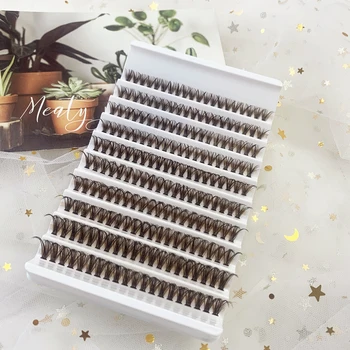 Enhanced Eye Makeup Natural Style Brown Lash Clusters Full Strip False Eyelashes