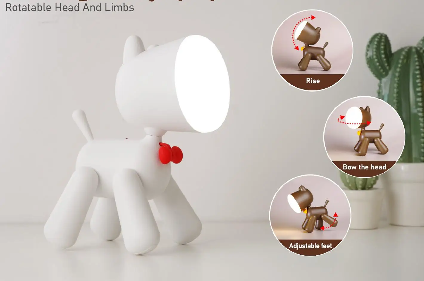 Janpim Customized Versatile Living Room Standing Dog Reading Night Light Cute Toy Puppy Lamp for Kids Touch Sensor