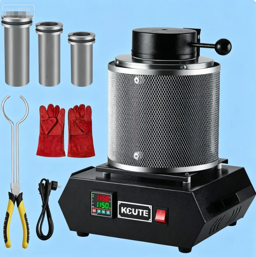 TEBAK Fully Automatic Digital Temperature-controlled Metal Melting Furnace - Small Crucible Melting Furnace for Gold