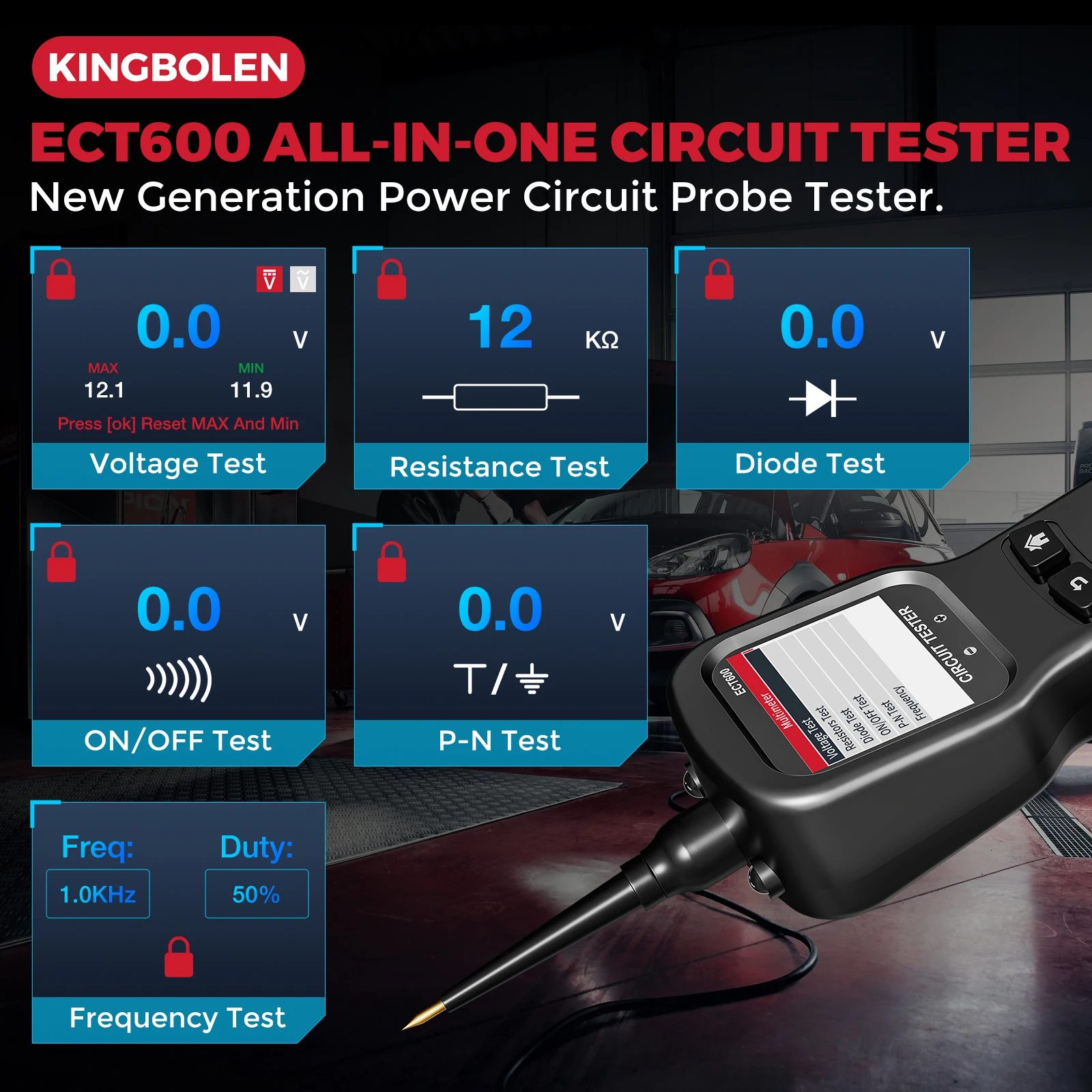 Tester per circuiti elettrici per autoveicoli Kingbolen ECT600, magazzino UE_voghion.com