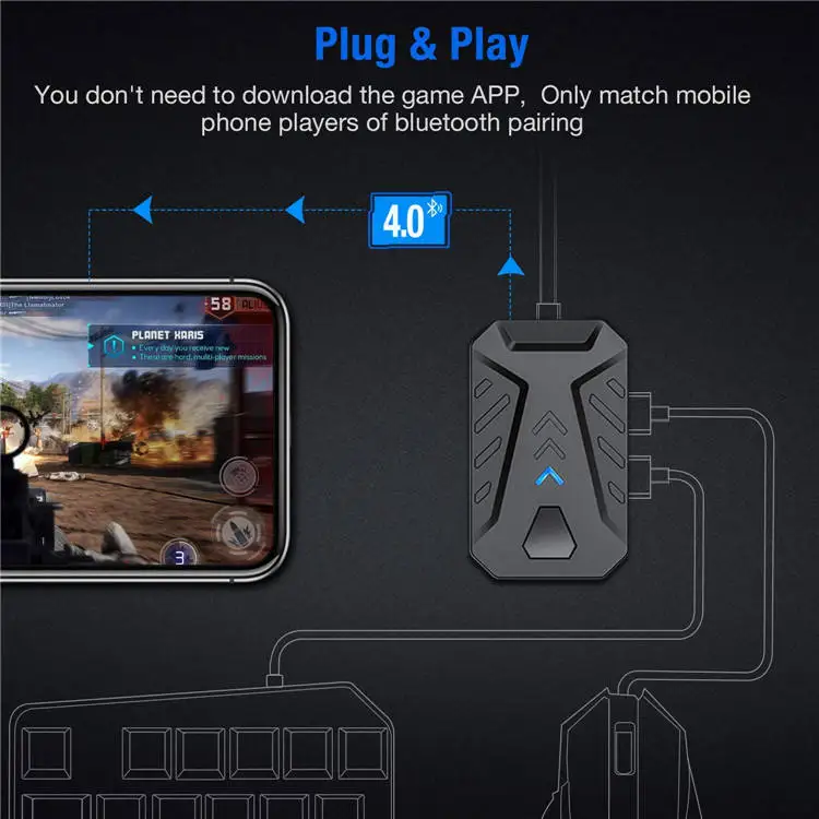 4 in 1 Wired Mobile One Hand Keyboard and Mouse Gaming Combo