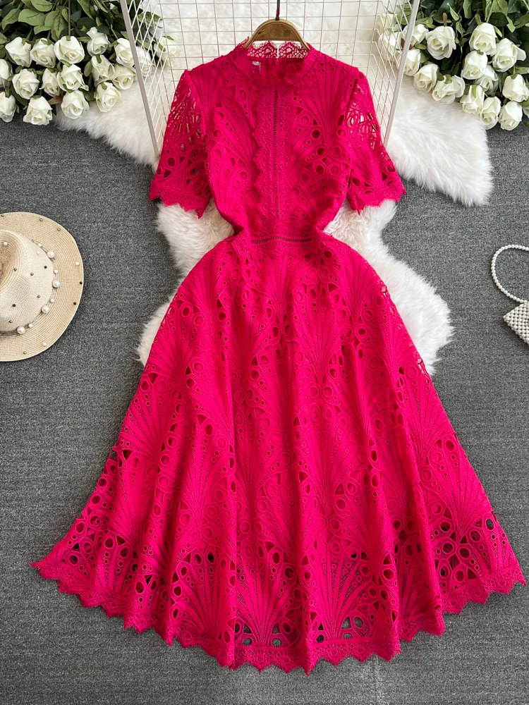 ZT1129 Water-soluble Flower Cutout Embroidery Women's Formal Dress Short Sleeve Elegant Black Maxi Dress ZT1129 Water-soluble Flower Cutout Embroidery Women's Formal Dress Short Sleeve Elegant Black Maxi Dress