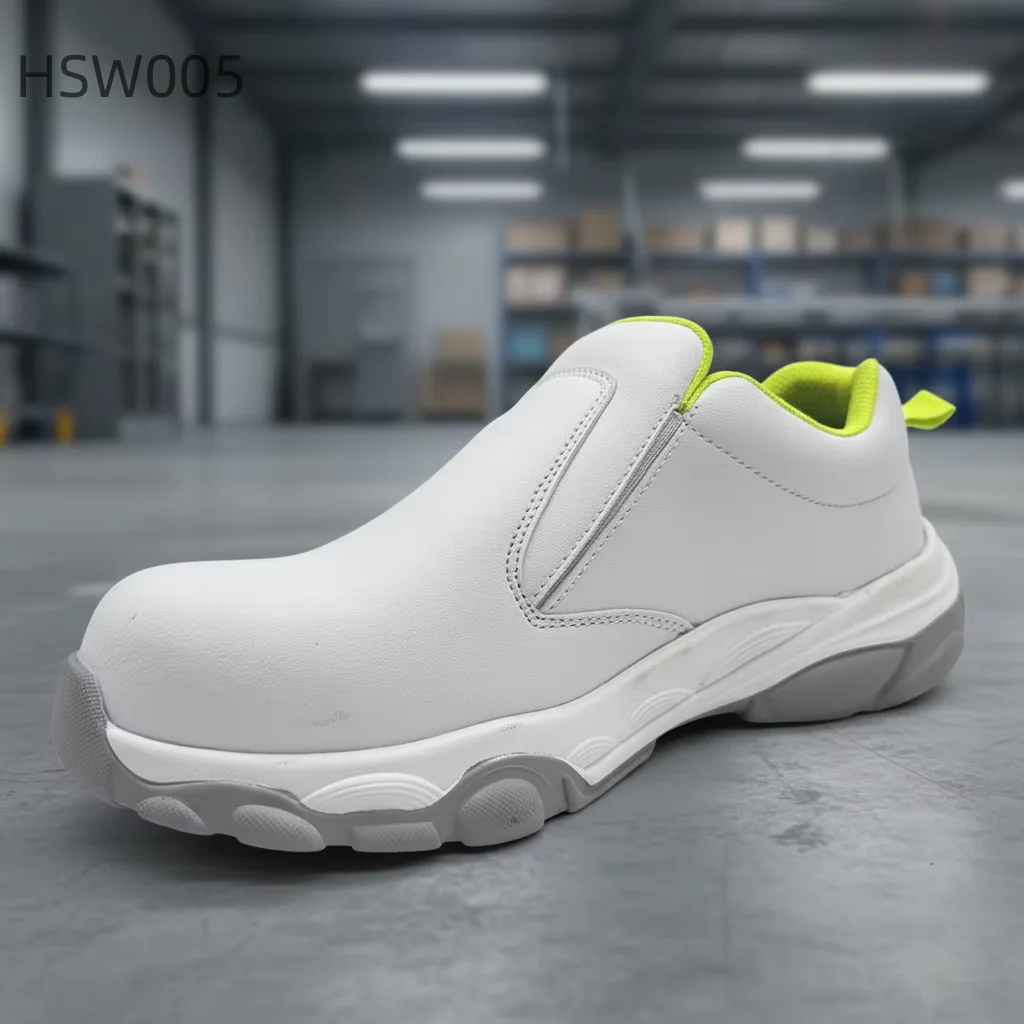 CSC,Dairy Production Fiberglass Toe Insert Security Shoes Operating Plant Anti-bacteria Work Zapatos with Magic Tape HSW005